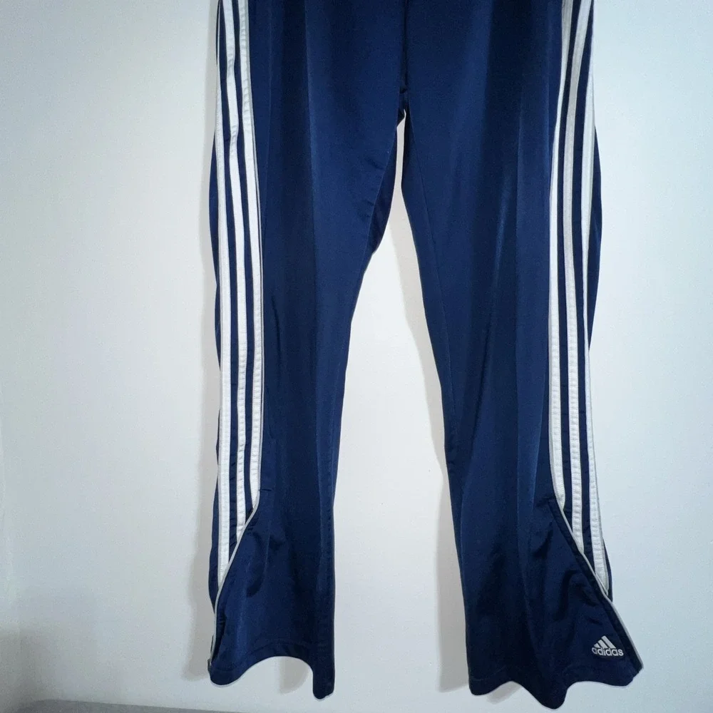 Adidas Track‎ Pants Men's XL Blue 3 Stripes VTG 2004 Ankle Zip Polyester